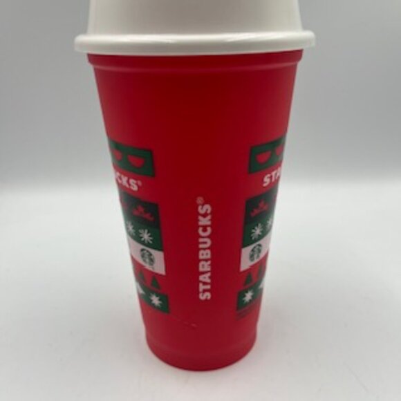 NEW Starbucks Christmas Cups Set Of 3 Red Day And Holiday 16 Oz Reusable W/ Lids - Picture 8 of 8